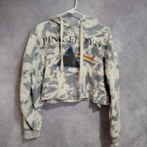 Pink Floyd Raw Edge Cropped Hoodie Womens Large   The Dark Side of the Moon